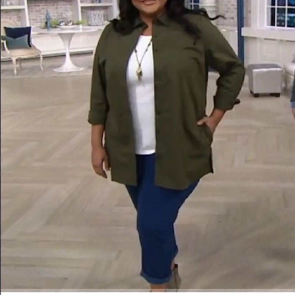 Denim & Co. Stretch Poplin Duster Shirt